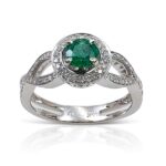 Emerald and diamonds engagement ring