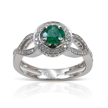 Emerald and diamonds engagement ring