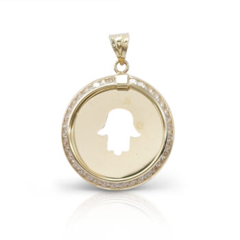 Hamsa surrounded by a circle – gold Hamsa.