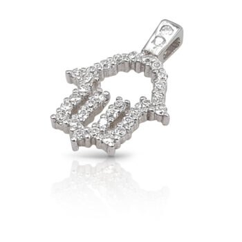 Hamsa pendant with zircons – Judaica Hand amulet
