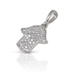 Gold Hamsa pendant set with zircons