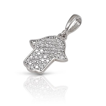 Gold Hamsa pendant set with zircons