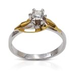 Diamond ring two gold colors - solitaire 027 Ct
