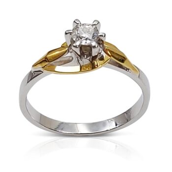 Diamond ring two gold colors - solitaire 027 Ct