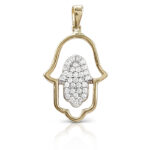 Gold Hamsa pendant in a special design from two levels.