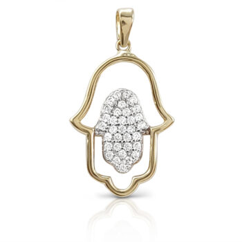 Gold Hamsa pendant in a special design from two levels.