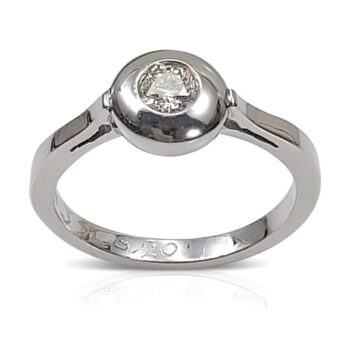 Dome shaped solitaire ring - Diamond ring 035 Ct