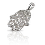 Hamsa pendant with sparkling engraving.
