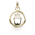 Hamsa pendant in a circle.