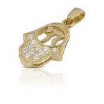 Hamsa pendant with the words "CHAI".