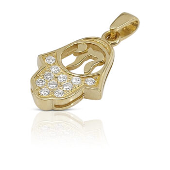 Hamsa pendant with the words "CHAI".