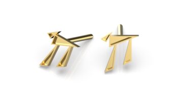 Gold stud Chai earrings