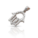  Zircon set Hamsa - white gold pendant.
