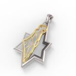 Star of David Pendant with the Land of Israel in Gold and Silver