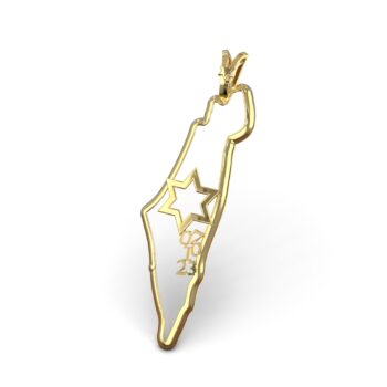 Gold Magen David Pendant with the Israel map