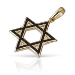 Star of David with black enamel – gold pendant