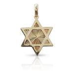 Gold Star of David pendant with brilliant engraving