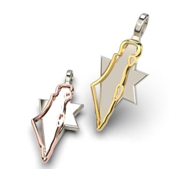 Gold and Silver Land of Israel Map Pendant