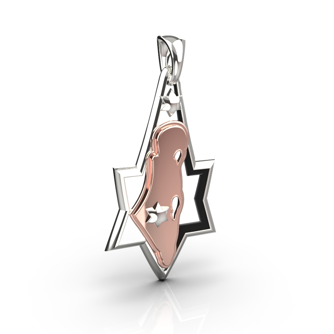Israel map pendant combined with Star of David