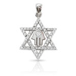 Star of David, white gold with a Chai