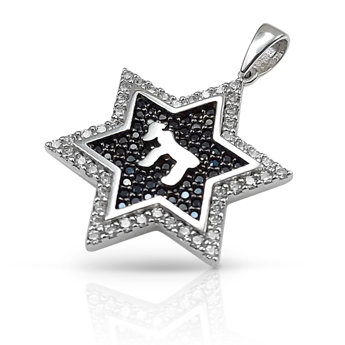 White gold and black zirkons magen david