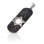 Star of David pendant on a background of black zircons