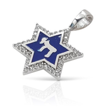 Star of David, blue enamel and zircons