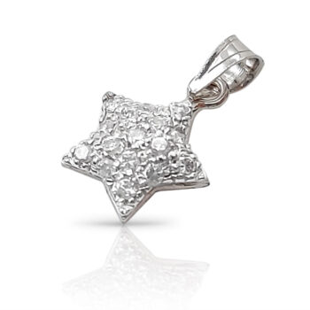White Gold Star Pendant with Zircons