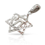 White gold Star of David pendant with Chai