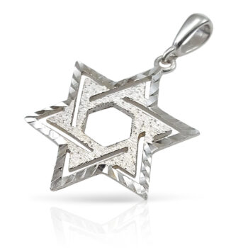 Matte and shiny gold Star of David pendant