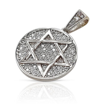 Star of David in a circle – white gold pendant